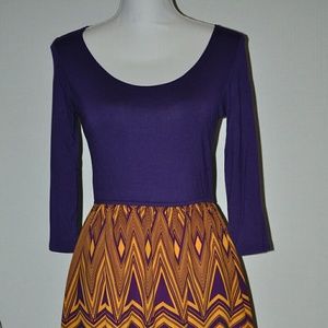 Purple Gold 3/4 Sleeve Maxi Dress Women's S M New